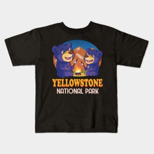 Yellowstone National Park Black Bear Camping Kids T-Shirt